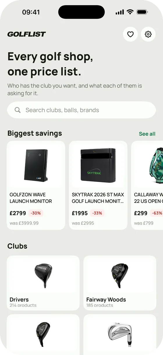 Golflist app home screen