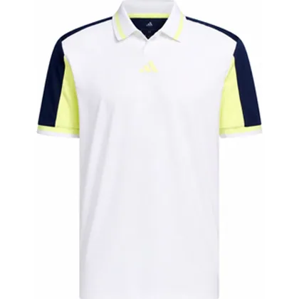 adidas BTC Twistknit Golf Polo Shirt - White/Frozen Lemon