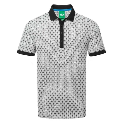 adidas Golf Originals All Over Trefoil Golf Polo Shirt Black/Chalk White KS5765