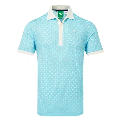 adidas Golf Originals All Over Trefoil Golf Polo Shirt Chalk White/Light Aqua KS5764