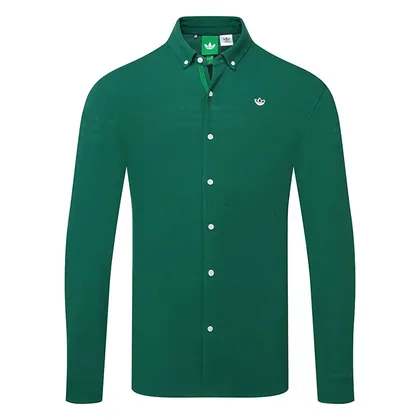 adidas Golf Originals Twistknit Button Up Golf Polo Shirt Collegiate Green KR5431