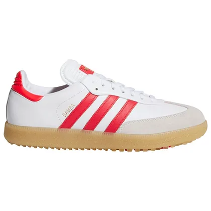 adidas Samba Lux Spikeless Golf Shoes White/Pure Ruby/Gum 3 KJ5430