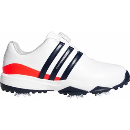 adidas Tour360 BOA Junior Golf Shoes - White/Navy/Lucid Red