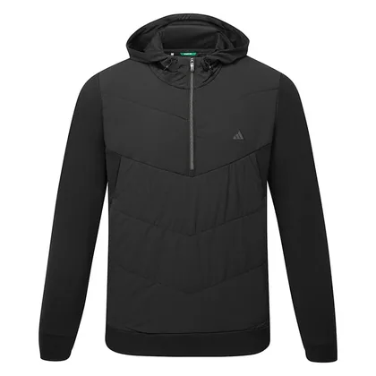 adidas Ultimate365+ Course Control Quilted Anorak 1/4 Zip Golf Wind Jacket Black KW1714