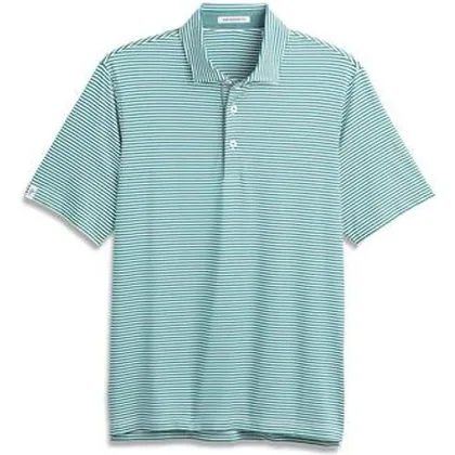 Ashworth Striped Tech Golf Polo - White/Lagoon