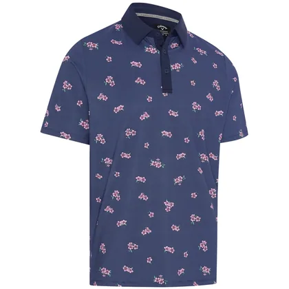 CALLAWAY 2026 AZALEA GINGHAM GOLF POLO SHIRT - PEACOAT