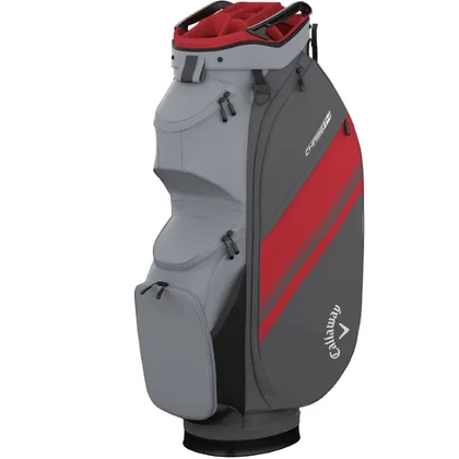 CALLAWAY 2026 CHASE 14 GOLF CART BAG - STEEL / GRAPHITE / RED +FREE GIFT