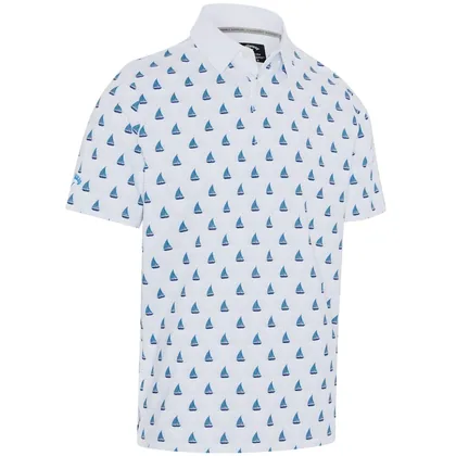 CALLAWAY 2026 SAILBOAT SUNSET GEO PRINT GOLF POLO SHIRT - WHITE