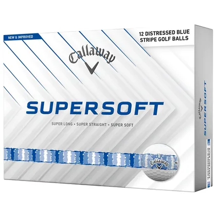 CALLAWAY 2026 SUPERSOFT DISTRESSED STRIPE GOLF BALLS - WHITE / BLUE - LIMTED EDITION