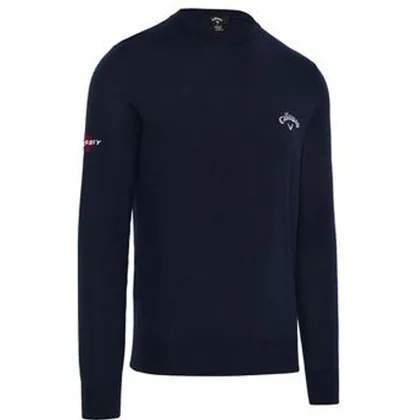 Crew Neck Merino Mix Golf Sweater - Navy Blue