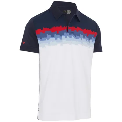 CALLAWAY SKYLINE BLOCK PRINT GOLF POLO SHIRT - NAVY BLAZER