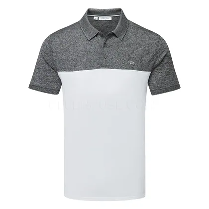 Calvin Klein Colour Block Golf Polo Shirt Charcoal Marl/White C9690