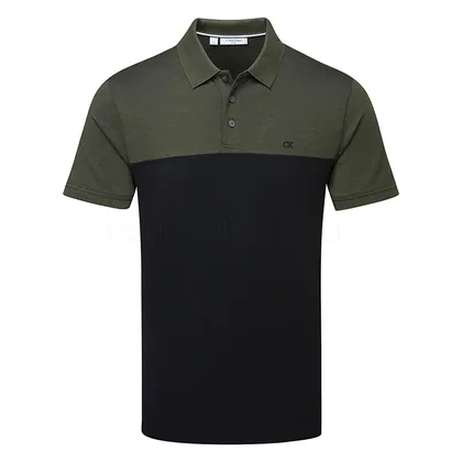 Calvin Klein Colour Block Golf Polo Shirt Olive Marl/Black C9690