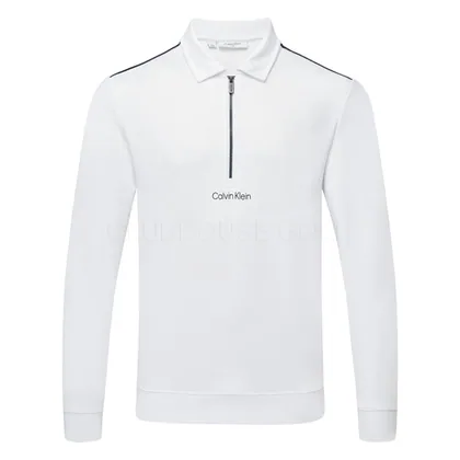 Calvin Klein Rossmore Collared 1/2 Zip Golf Sweater White CKMS26159