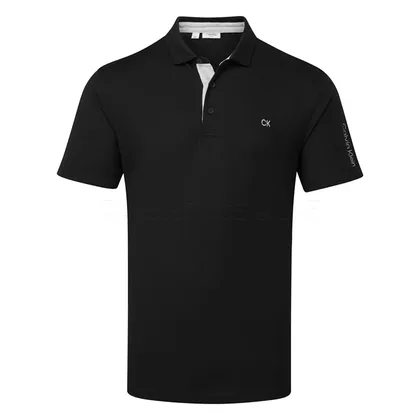 Calvin Klein Uni Scripted Golf Polo Shirt Black C9952