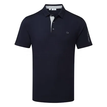 Calvin Klein Uni Scripted Golf Polo Shirt Navy C9952