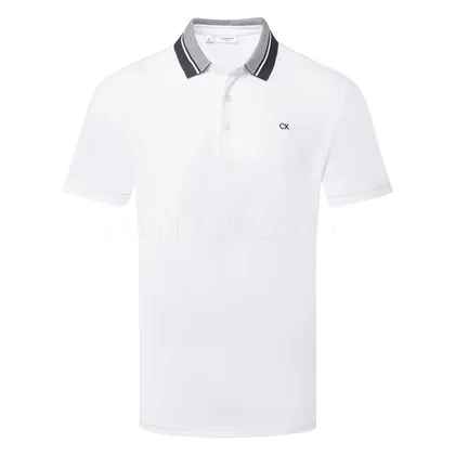 Calvin Klein Vista Jersey Golf Polo Shirt White C10175