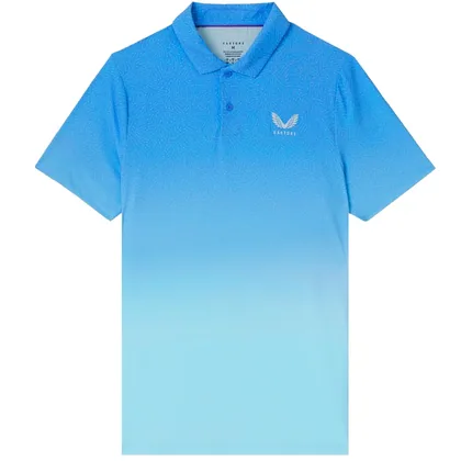 CASTORE 2026 GOLF MAPPED SS GOLF POLO SHIRT - IBIZA BLUE / WHITE
