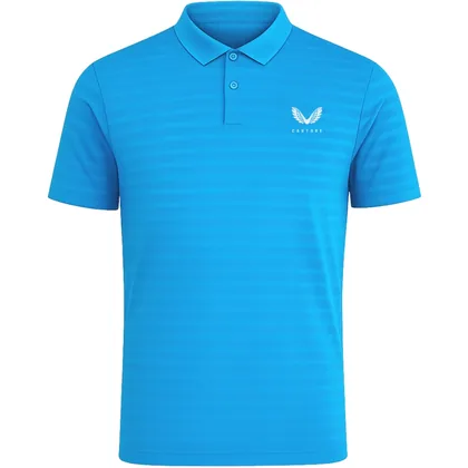 CASTORE 2026 STRIPED SS GOLF POLO SHIRT - IBIZA BLUE / WHITE