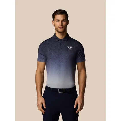 Men’s Golf Map Printed Short Sleeve Polo Top - Navy