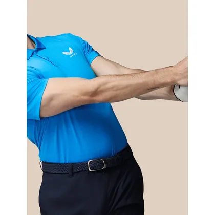 Men’s Golf Striped Short Sleeve Polo Top - Blue