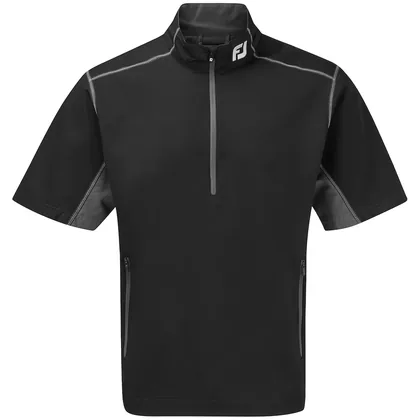 FOOTJOY 1/2 ZIP SHORT SLEEVE WIND SHIRT 84499 - BLACK / CHARCOAL