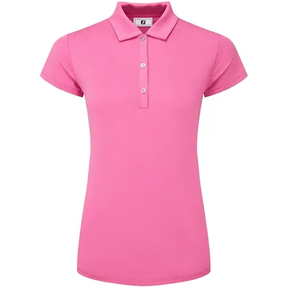 FOOTJOY 2026 CAP SLEEVE LISLE LADIES GOLF POLO SHIRT 34196 - HOT PINK