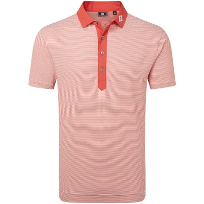 FOOTJOY 2026 FEEDER STRIPE PIQUE GOLF POLO SHIRT 39245 - NANTUCKET RED