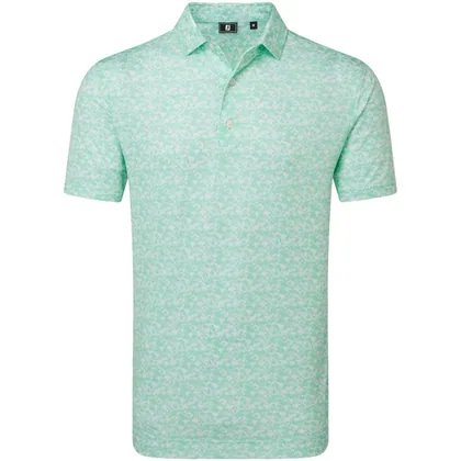 FOOTJOY 2026 HIDDEN PALM PRINT GOLF POLO SHIRT 39243 - SEAGLASS / WHITE