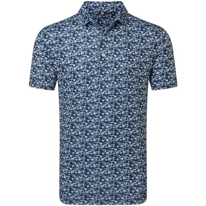 FOOTJOY 2026 HIDDEN PALM PRINT GOLF POLO SHIRT 39244 - NAVY / WHITE