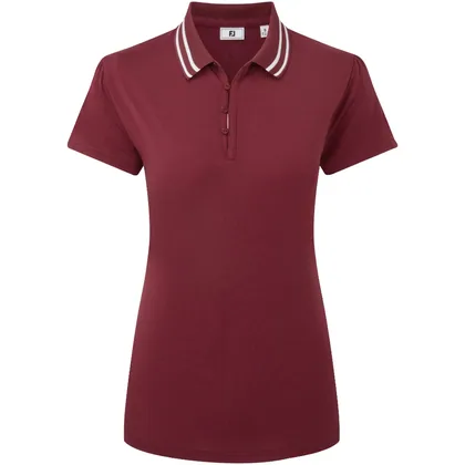 FOOTJOY 2026 LOOP BUTTON GOLF POLO SHIRT 40946 - CRANBERRY / WHITE