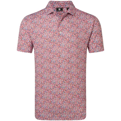 FOOTJOY 2026 MEADOW PRINT GOLF POLO SHIRT 39235 - NANTUCKET RED / CHAMBRAY