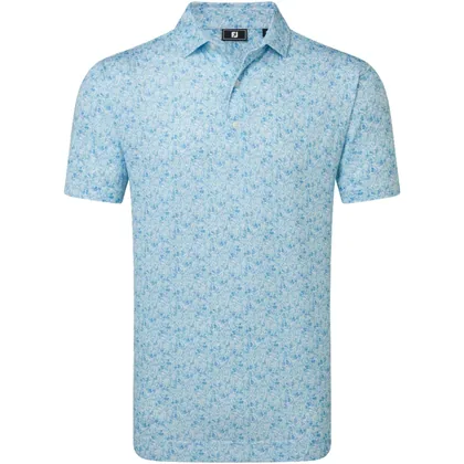 FOOTJOY 2026 MEADOW PRINT GOLF POLO SHIRT 39236 - BLUE REEF / SEA GLASS