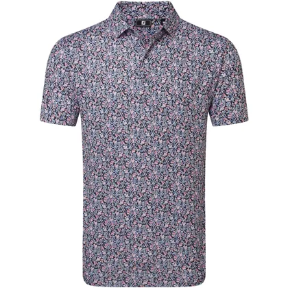 FOOTJOY 2026 MEADOW PRINT GOLF POLO SHIRT 39237 - BLACK / VIVID VIOLET