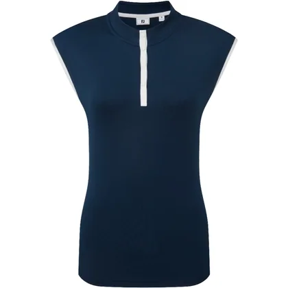 FOOTJOY 2026 MOCK NECK SLAP GOLF POLO SHIRT 40944 - NAVY / WHITE