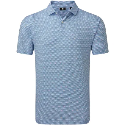 FOOTJOY 2026 ORDER GEOMETRIC LISLE GOLF POLO SHIRT 40930 - WHITE / RIVIERA / PEACH