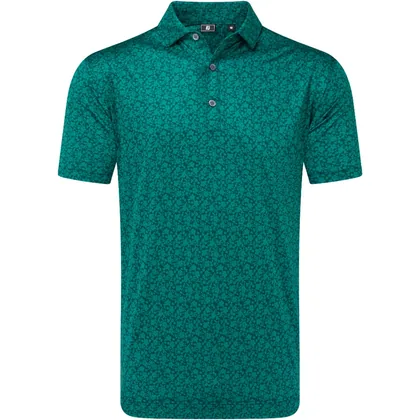 FOOTJOY 2026 PAINTED FLORAL LISLE GOLF POLO SHIRT 39352 - FIELD GREEN