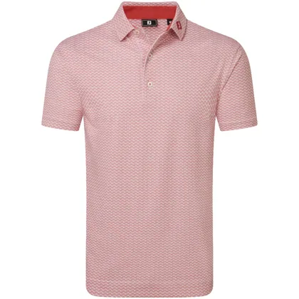FOOTJOY 2026 SCALLOP GEO PIQUE GOLF POLO SHIRT 39238 - NANTUCKET RED