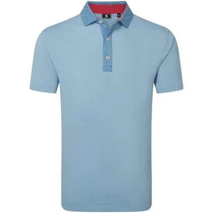 FOOTJOY 2026 STAR GEO PRINT PIQUE GOLF POLO SHIRT 39283 - CHAMBRAY / COASTAL BLUE