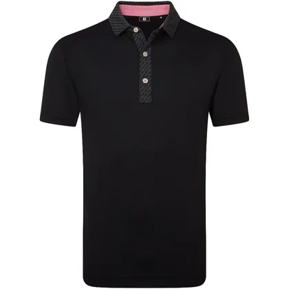 FOOTJOY 2026 STAR GEO PRINT PIQUE GOLF POLO SHIRT 39285 - BLACK