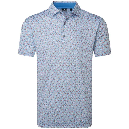 FOOTJOY 2026 SURFS UP PRINT GOLF POLO SHIRT 39249 - WHITE / CHAMBRAY