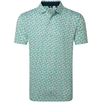 FOOTJOY 2026 SURFS UP PRINT GOLF POLO SHIRT 39252 - FIELD GREEN / WHITE