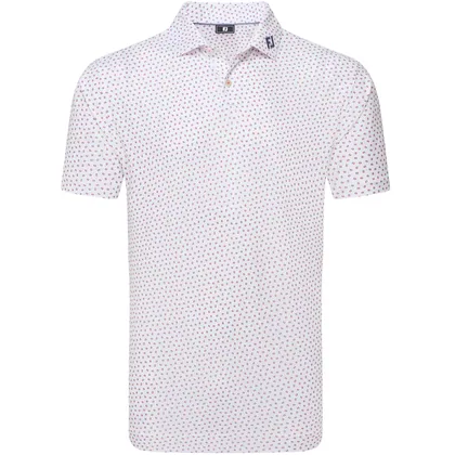 FOOTJOY BOUNCE PRINT PIQUE GOLF POLO SHIRT 34042 - WHITE / HIBISCUS