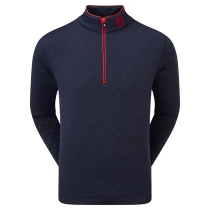 FOOTJOY DIAMOND JACQUARD CHILL-OUT GOLF PULLOVER 88452 - NAVY / RED