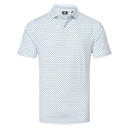 FootJoy Ginko Geo Pique Golf Polo Shirt Windward Blue 40931