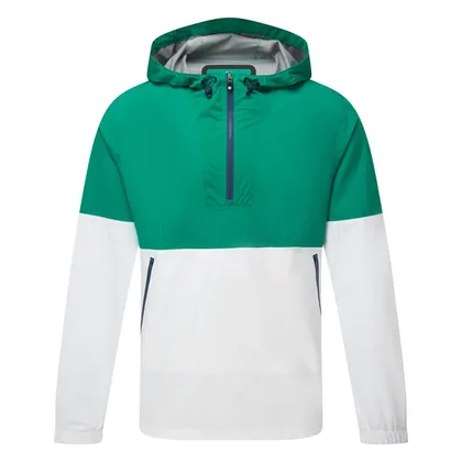 FootJoy HydroLite X 1/2 Zip Hooded Waterproof Golf Jacket Field Green/White 39325
