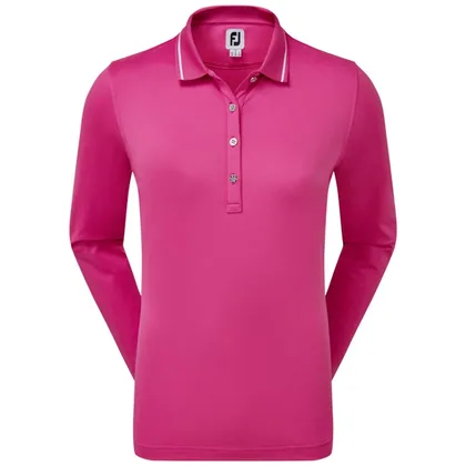 FootJoy Ladies Thermal Long Sleeved Golf Polo Shirt Hot Pink 88001
