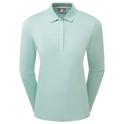 FootJoy Ladies ThermoSeries Long Sleeved Golf Polo Shirt Eucalyptus 41745
