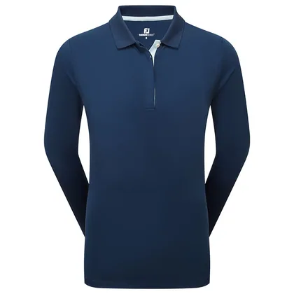 FootJoy Ladies ThermoSeries Long Sleeved Golf Polo Shirt Navy 37874