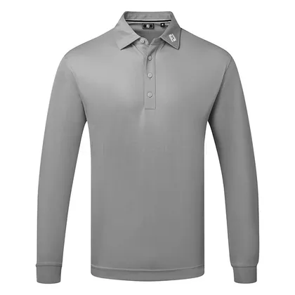 FootJoy Long Sleeve Thermolite Pique Golf Polo Shirt Grey 87986